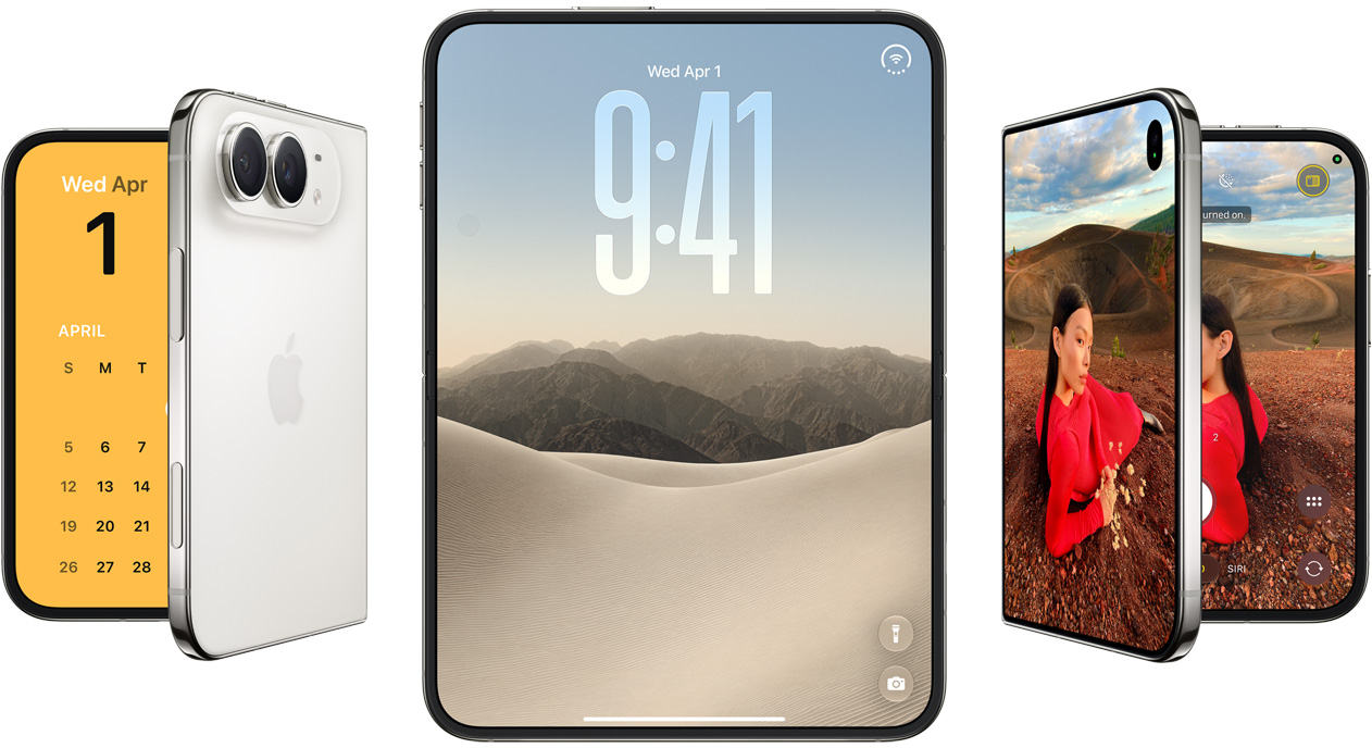 Apple iPhone Duo shown open in multiple folding positions